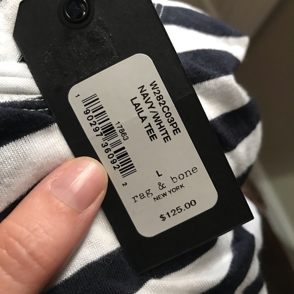 RAG & BONE | Laila Tee in Navy and White Stripe - Picture 5 of 5